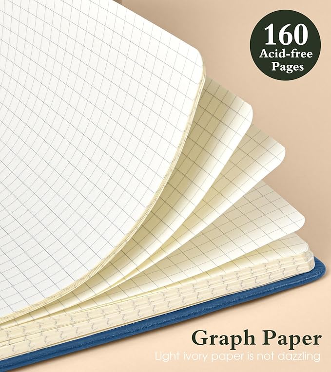 PAIBAS Graph Notebook for Women Men, 160 Pages Grid Paper, Graphing Notebooks - Image 4