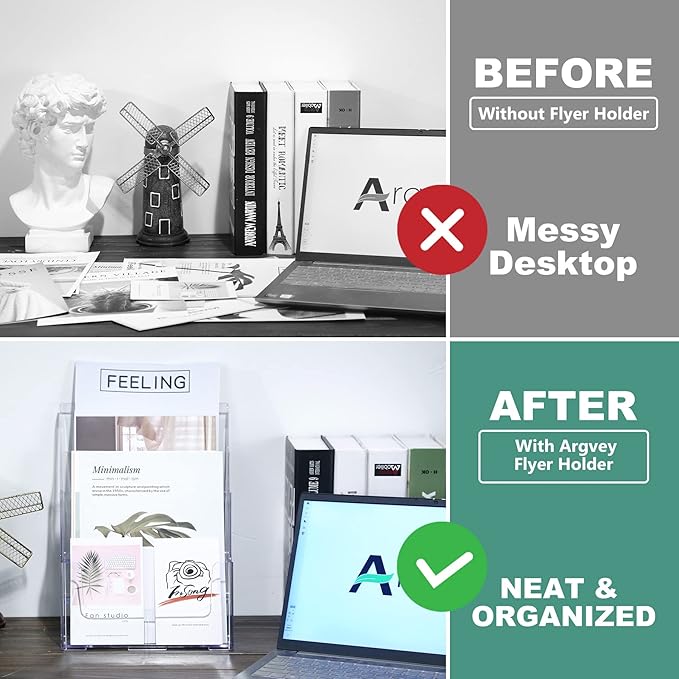 2 Pack Acrylic Brochure Holder 8.5 x 11 inches, 3 Tier Clear Brochure Display - Image 6
