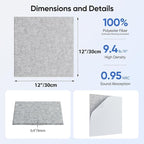UNECHO 12 Pack 12" X 12" X 0.4" Acoustic Panels - Image 3