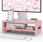 BONTEC Wooden Monitor Stand Riser, 2-Tier Desk Shelf by BONTEC
