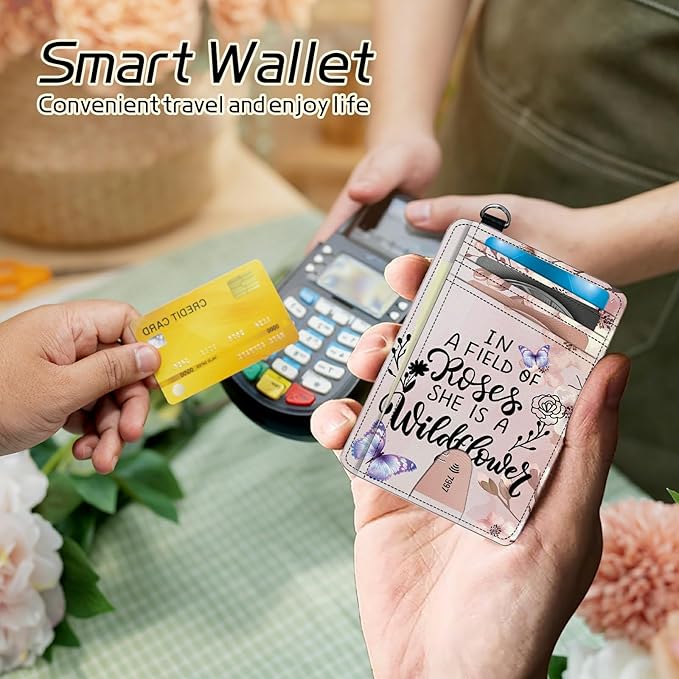 BWEGRHE Small Travel Wallets, Sakura Butterfly Slim Minimalist Front Pocket - Image 4