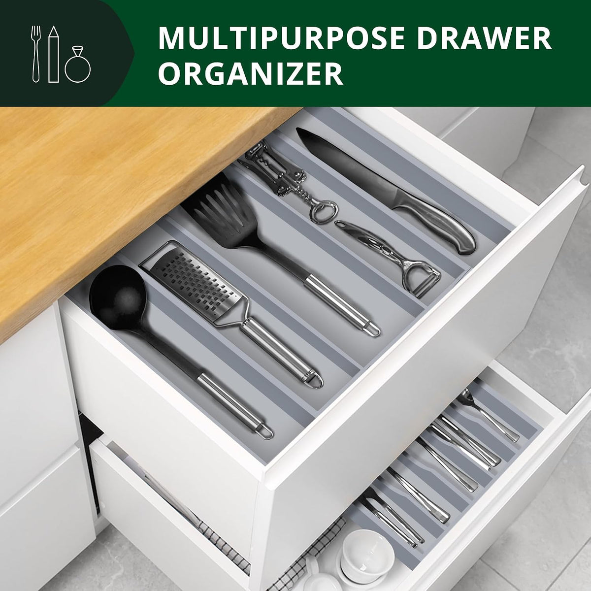 ROYAL CRAFT WOOD Luxury Bamboo Kitchen Drawer Organizer - Silverware Organize...