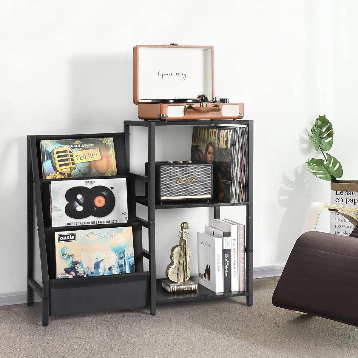 Bikoney Record Player Stand, Turntable Stand with 3-Tier Vinyl Record Storage...