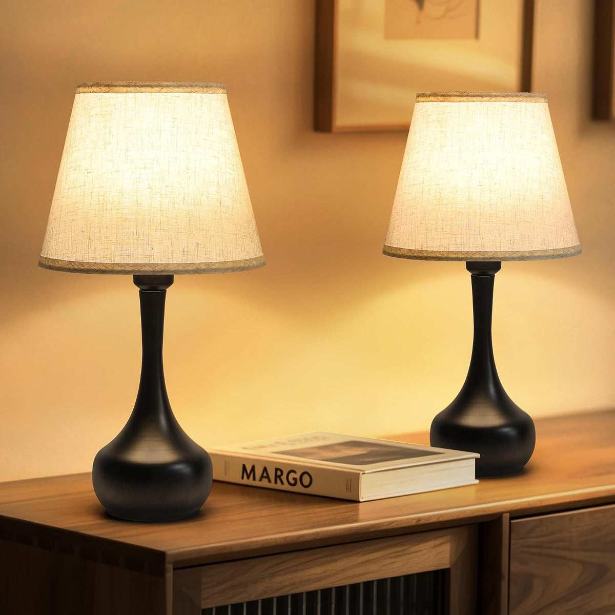 18" Bedside Lamps for Nightstand, 0-100% Dimmable Table Lamps