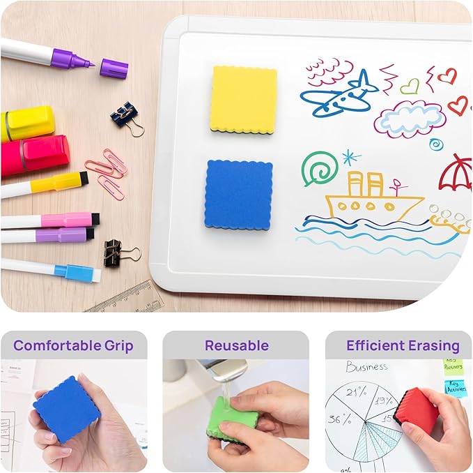 JEFURE 48 Pcs Mini Dry Erase Erasers, Magnetic Whiteboard Eraser, Magnetic - Image 4