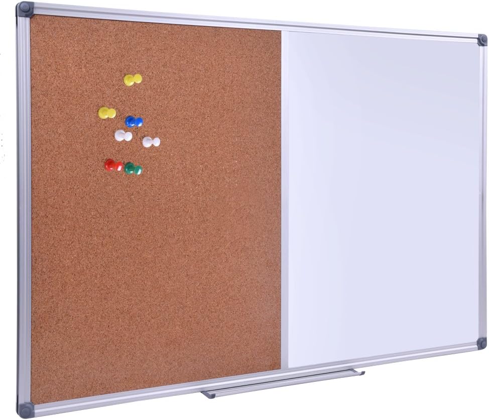 Magnetic White Board and Cork Board Combo for Wall, 36 x 24 Inch