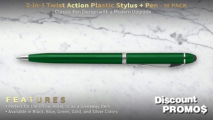 DISCOUNT PROMOS Twist Action Plastic Stylus Pens, Bulk Pack - Image 2