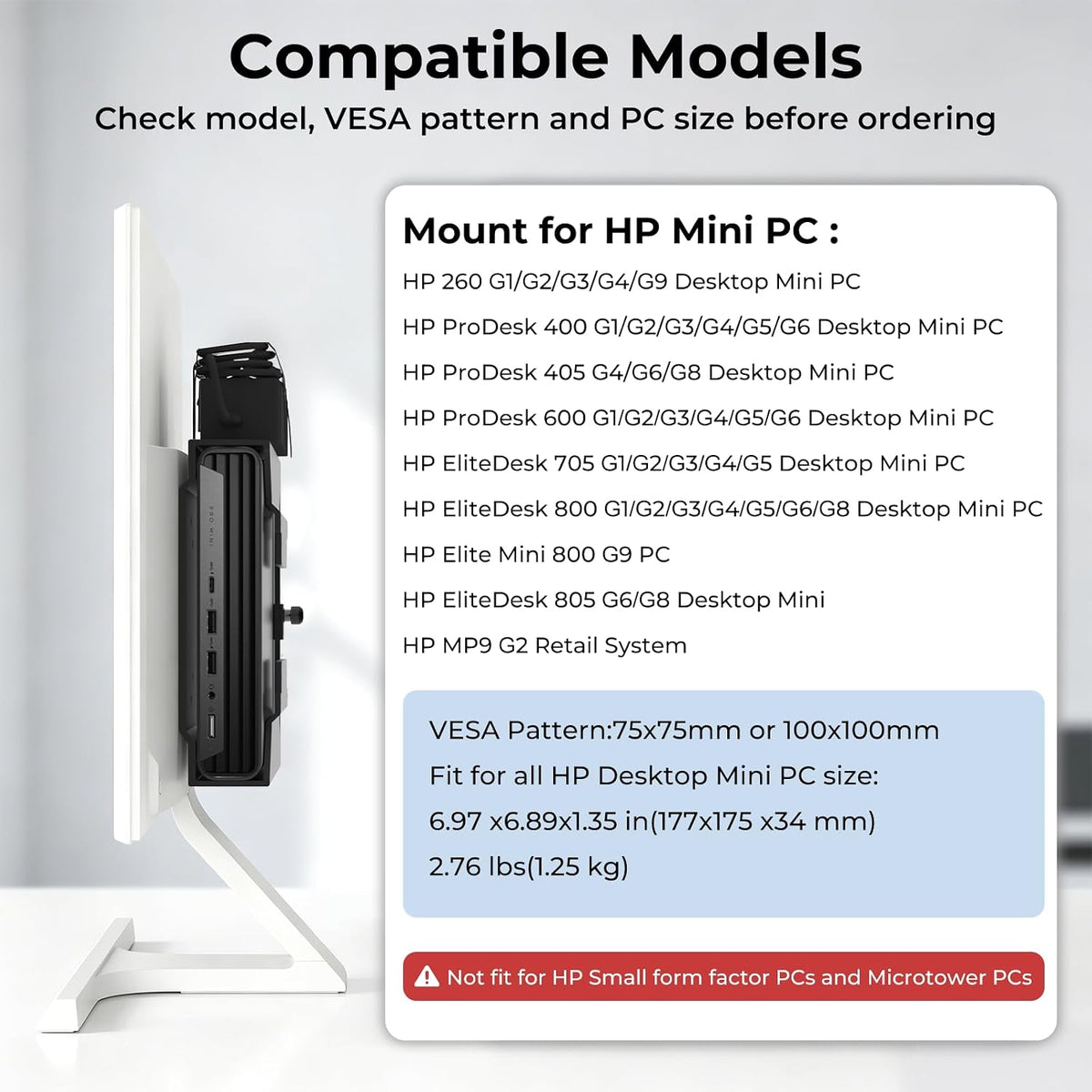 Mini PC VESA Mount for HP with C-Clamp VESA Wall Under Desk or Desk Clamp Mou...