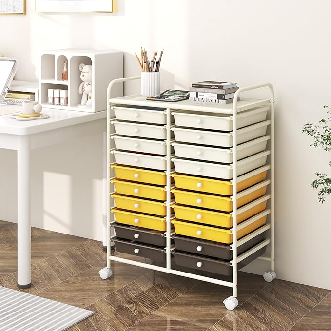 Happygrill 20-Drawer Organizer Cart Tools, Mobile Utility Storage Cart - Image 2