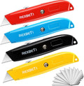 REXBETI 4-Pack Utility Knife, Heavy Duty Aluminum Shell Retractable Box Cutter by REXBETI