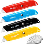 REXBETI 4-Pack Utility Knife, Heavy Duty Aluminum Shell Retractable Box Cutter by REXBETI
