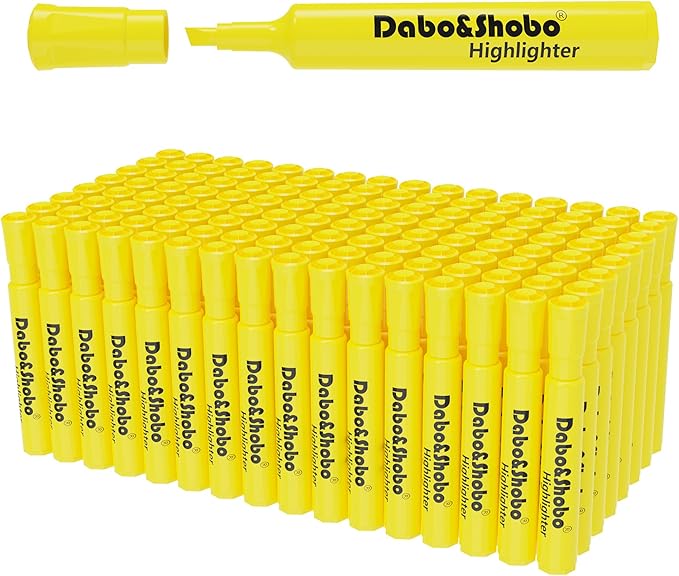 Dabo&Shobo Highlighters 108 Pack, Tank Style Yellow Highlighters, Chisel Tip by DaboShobo