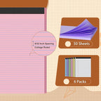 6 Pack Legal Pads 8.5 X11, College Ruled Notebook, 300 Sheets Colored Note Pad - Image 3