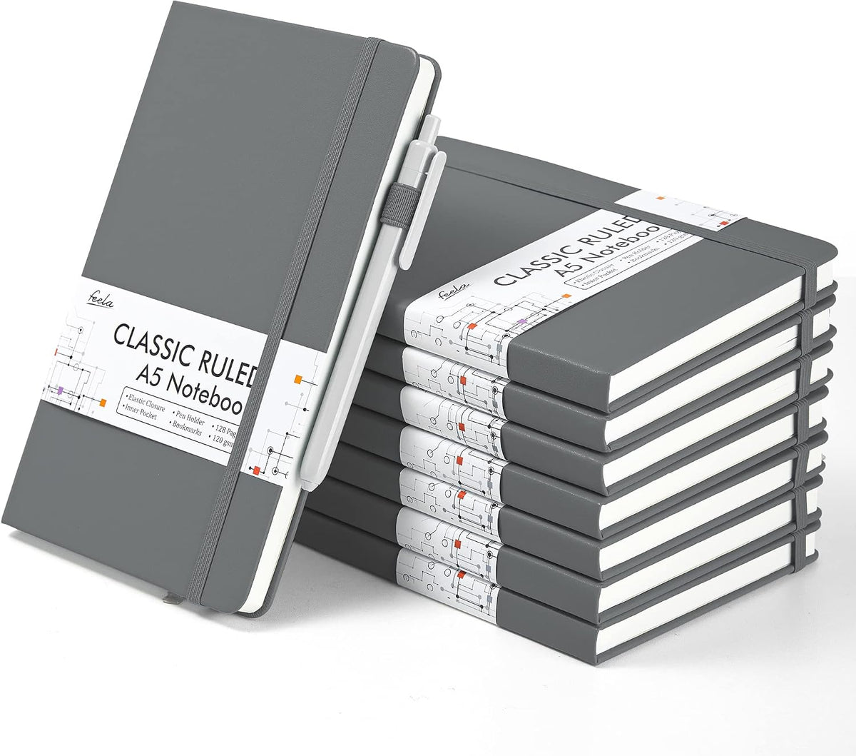 feela 8 Pack Journal Notebook Bulk