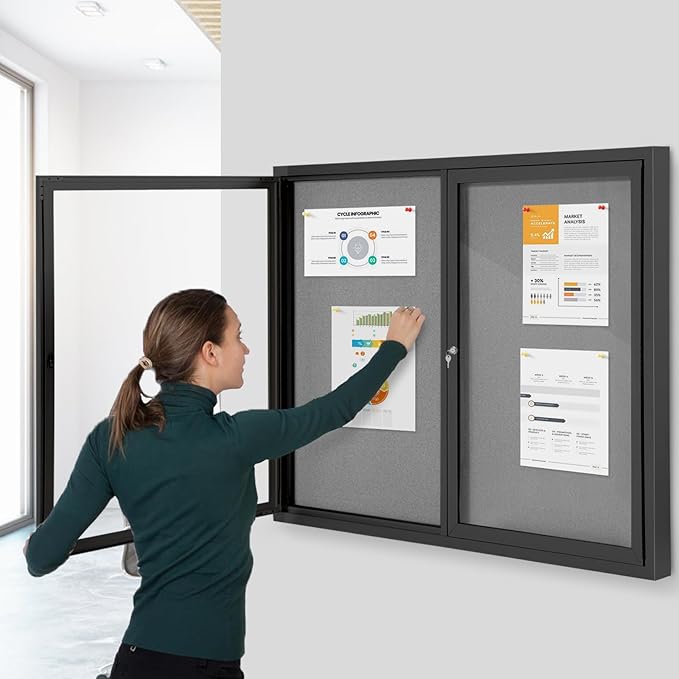 SWANCROWN Enclosed Bulletin Board 48x36in, Outdoor Bulletin Board Weatherproof - Image 6