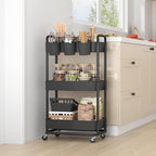 JIUYOTREE 3-Tier Plastic Rolling Storage Cart Utility Cart - Image 6