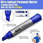 Fuutreo 10 Pack Jumbo Permanent Markers Bulk Large Chisel Tip Permanent Markers - Image 4