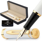 Wordsworth & Black Fountain Pen Set, 18K Gilded Medium Nib, Includes 24 Pack by WordsworthBlack