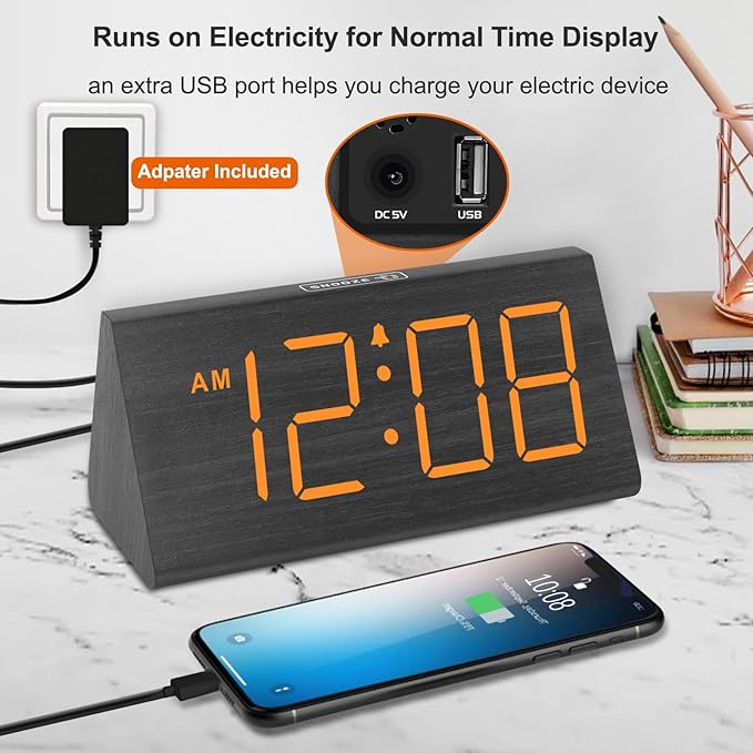 DreamSky Wooden Digital Alarm Clock - Image 5