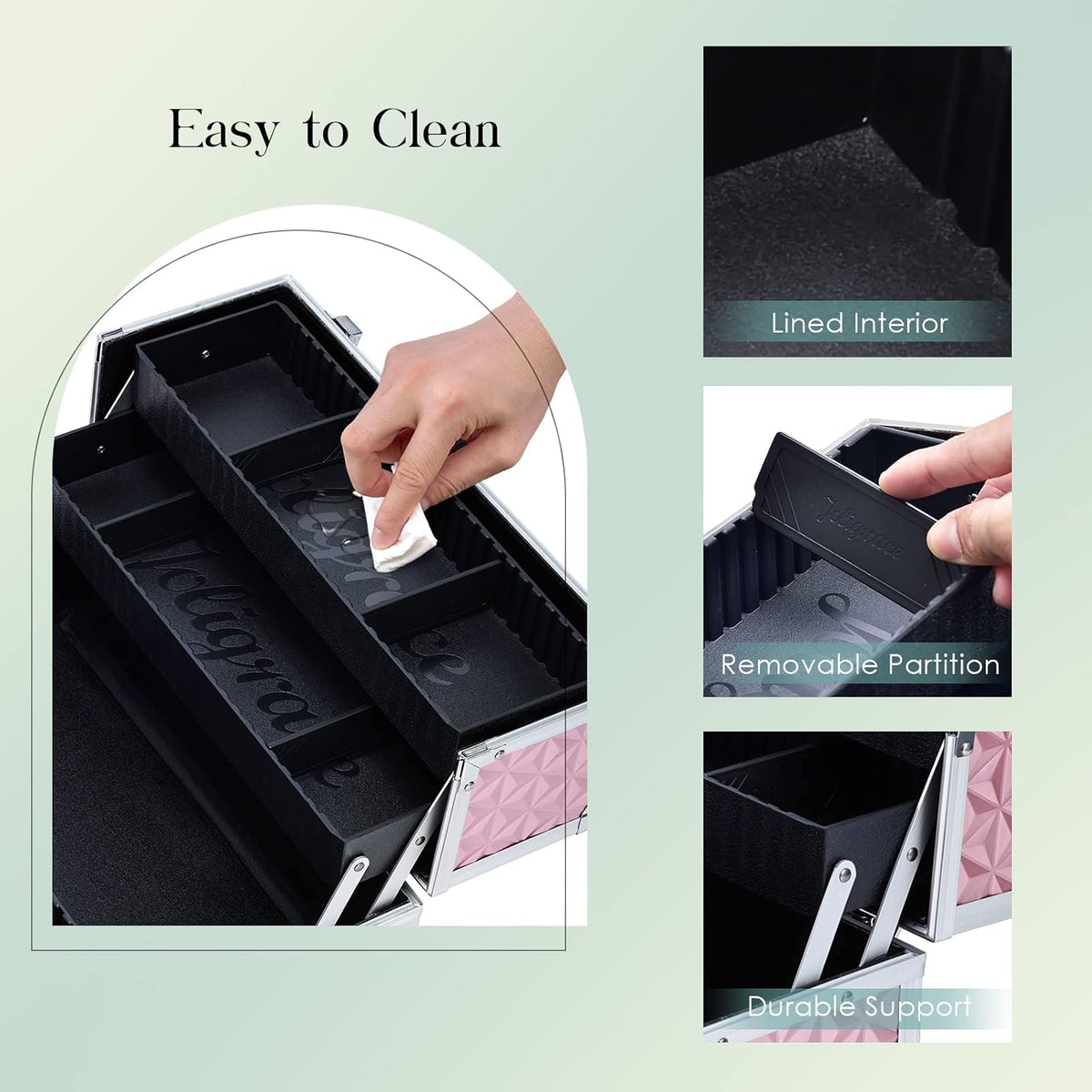 Joligrace Makeup Train Case Professional Cosmetic Organizer Aluminum Storage ...
