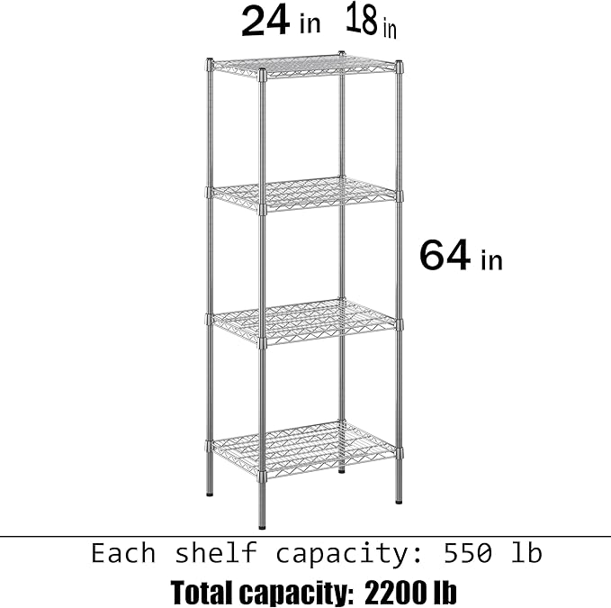 Regal Altair 18" Deep x 24" Wide x 64" Height Wire Shelving Kit | 4-Tier | NSF - Image 3