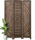 66.9Inch Folding Room Divider, 3 Panels Wood Carved Privacy Screens, Free by Svimi