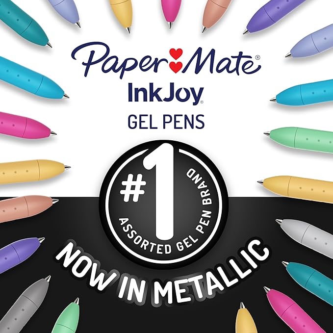 Paper Mate InkJoy Gel Pens, Retractable, Medium Point, Glittery Assorted Colors - Image 2