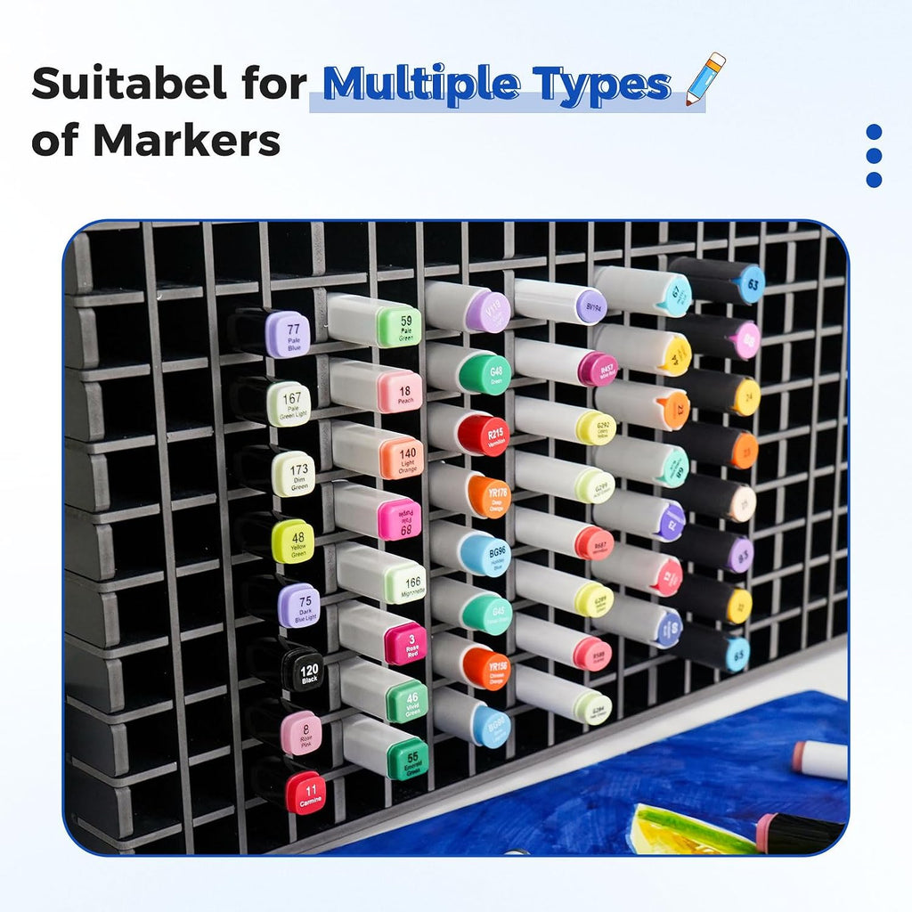 sanfurney art marker storage rack for 300 markers, side view