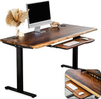 Standing Desk with Keyboard Tray – Walnut Solid Wood Desk, Natural Live Edge by ModernWoodStyle