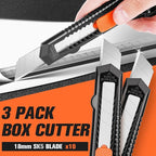 JOYUMY 3 Pack Utility Knife Box Cutter Retractable, Compact Box Knife - Image 2