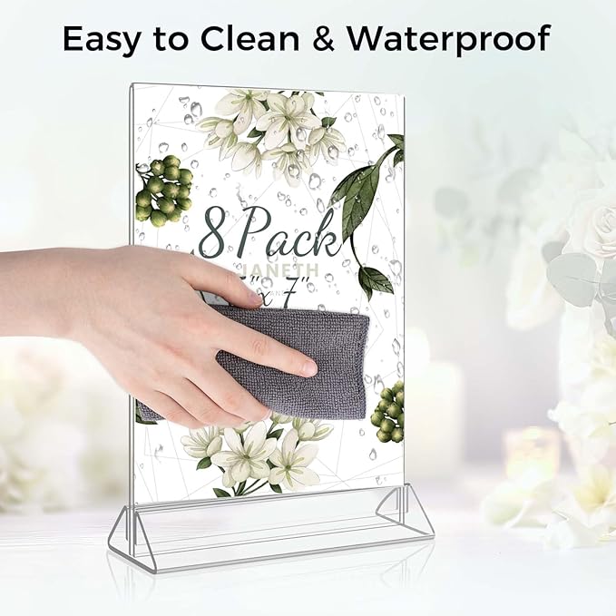 Smarpau Acrylic Sign Holder 5x7, 8 Pack Double-Sided Picture Frames Display - Image 4