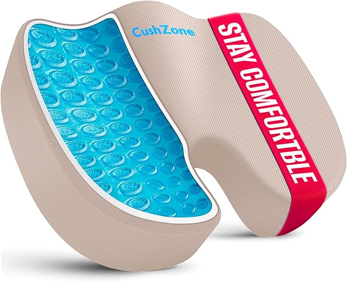 Office Chair Seat Cushion, Cooling Gel Enhanced Memory Foam Cushion by CushZone
