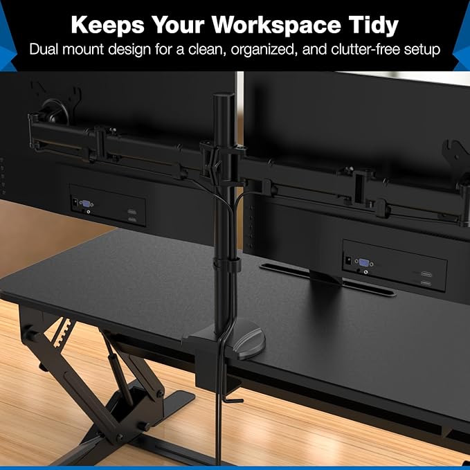 Mount-It! Standing Desk Converter Dual Monitor, 2 Screen Mounts Included - Image 4