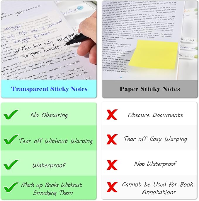 BAYTORY 700 Sheets Transparent Sticky Notes, Self-Adhesive Translucent Writable - Image 7