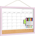Dry Erase Calendar Cork Board Combo, 18x24 Inches Calendar Whiteboard by Tankee