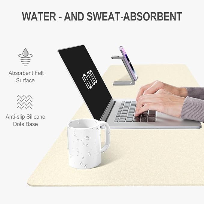 Auhoahsil Felt Desk Mat, Minimalist Large Mouse Pad XXL 35.5 x 15.7 in - Image 5