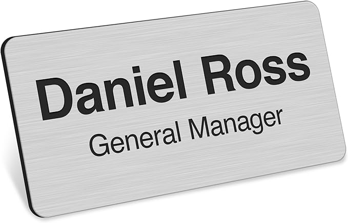 Name Tag, Magnetic Brushed Aluminum Name Tags, Personalized Name Tags, 1.5x3 by MySignCenter