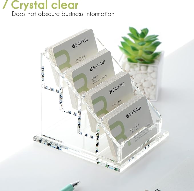 YUXUN Business Card Holder for Desk Clear Acrylic Business Cards Display Stand - Image 7