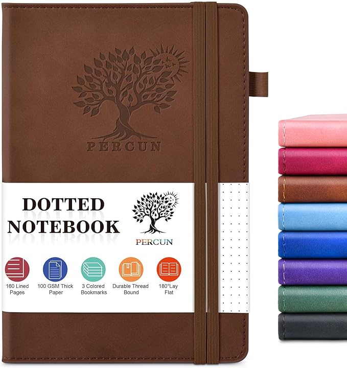 PERCUN Dotted Journal Notebook for Men & Women, 160 Pages Dot Grid notebook for by PERCUN