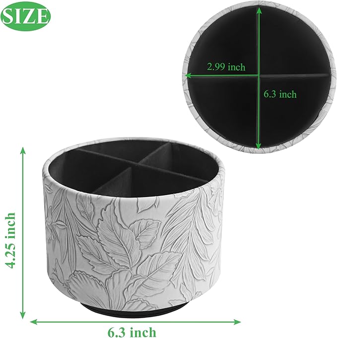 Hennaja Round Leather Art Supply Organizer, Remote Control Holder, 360 Degree - Image 2