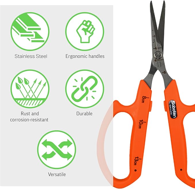 Saboten Stainless Steel Straight Blade Trimming Scissors Orange PT-12 160mm - Image 3