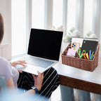 Woven Mail Organizer for Desk Countertop, Mail Holder Sorter Storage Basket for - Image 3