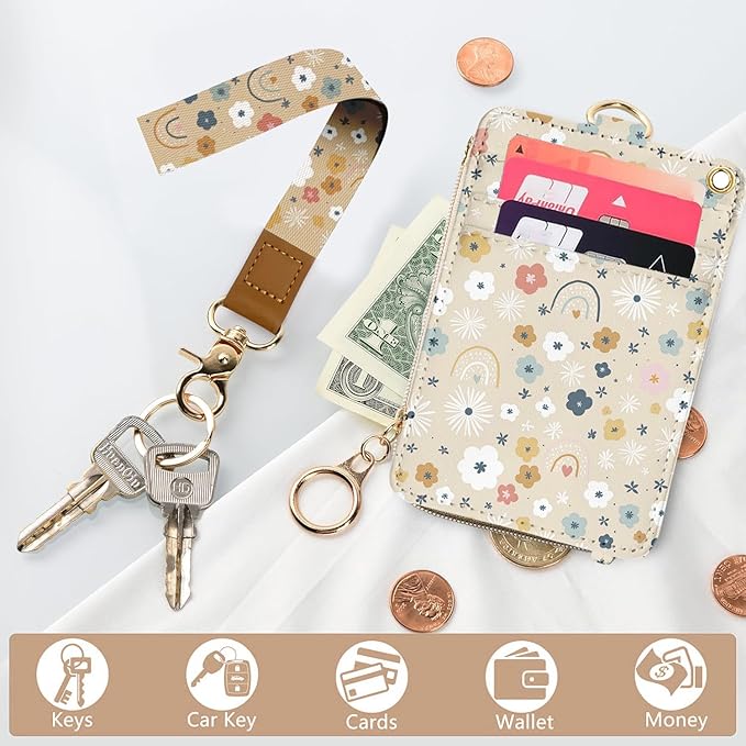 bolimoss Floral Lanyard Wallet & ID Badge Holder 2-in-1, Cute Women Badge Holder - Image 4