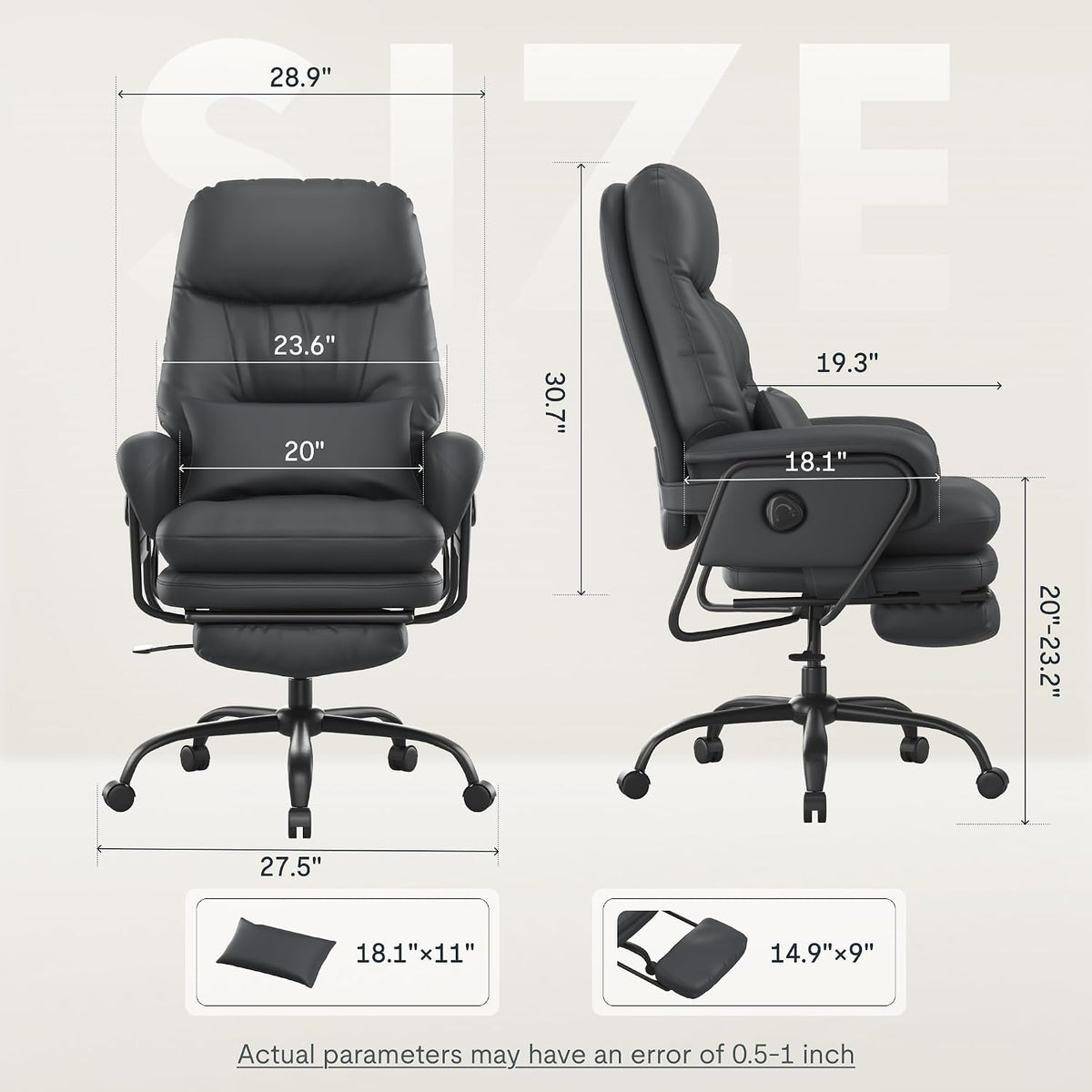 FLEXISPOT Multi-Task Ergonomic Office Chair with Footrest, Black, HC4