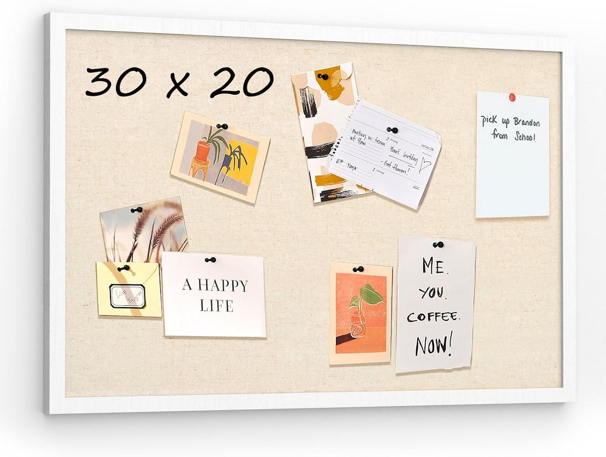 30''x20'' Inch Linen Cork Bulletin Board with Frame, Decorati...