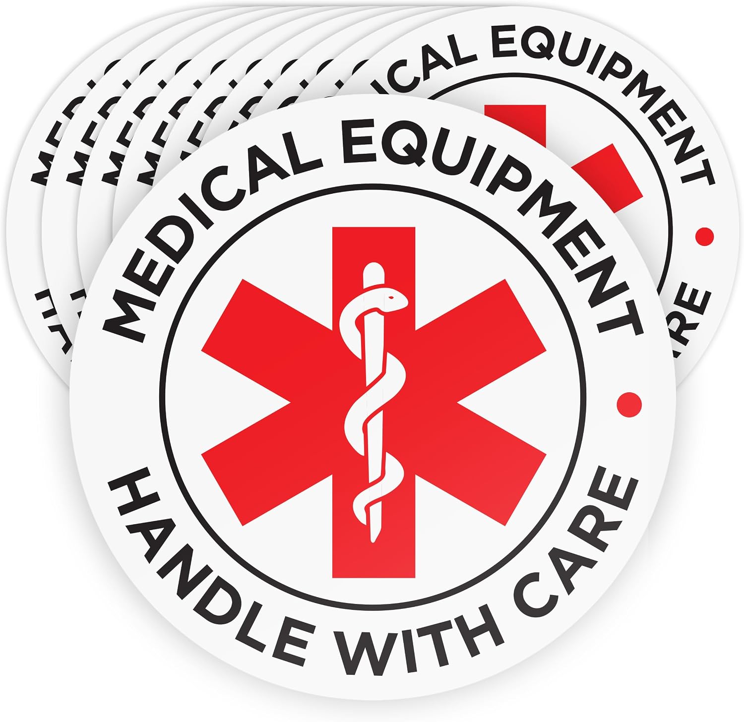 10pcs Medical Equipment Luggage Tag Vinyl Stickers | 4" Diameter Weatherproof UV Laminated Vinyl Stickers for Medical Supplies, Devices, Nurses