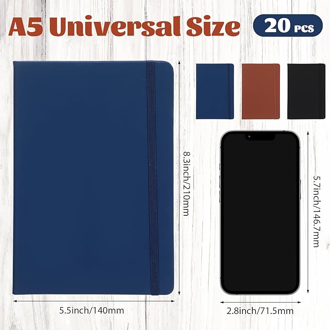 Honoson 20 Pack Lined Journal Notebooks A5 Hardcover Executive Notebook 5.5" x - Image 2