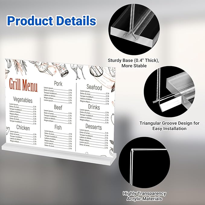6 Pack Acrylic Sign Holder 11 x 8.5 Horizontal, Double-Sided Clear Sign Holder - Image 7