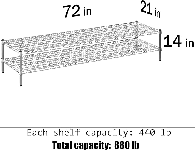 Regal Altair 21" Deep x 72" Wide x 14" Height Wire Shelving Kit | 2-Tier | NSF - Image 3