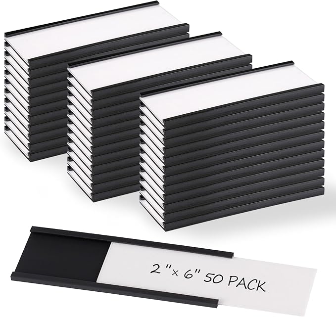 Realth C Channel Magnetic Label Holders 50 Pack 2" x 6" by Realth